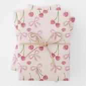 Hand-drawn Pink Cherry Coquette Seamless Pattern Inpakpapier Vel (In situ)