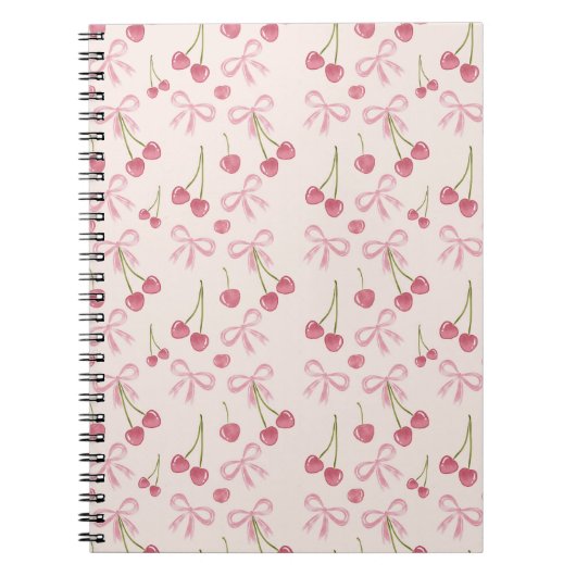 Hand-drawn Pink Cherry Coquette Seamless Pattern Notitieboek (Voorkant)