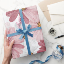 Hand Drawn Pink Daisy White Floral Pattern