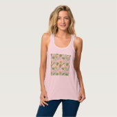 Hand drawn pink flamingo and monstera leaves. Seam Tanktop (Volledige Voorkant)