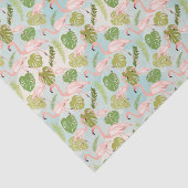 Hand drawn pink flamingo and monstera leaves. Seam Tissuepapier (Detail)