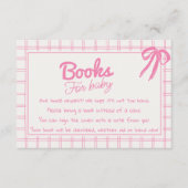 Hand Drawn Pink Girl Bow Gingham Book Request Informatiekaartje (Voorkant)