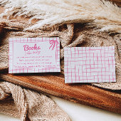 Hand Drawn Pink Girl Bow Gingham Book Request Informatiekaartje