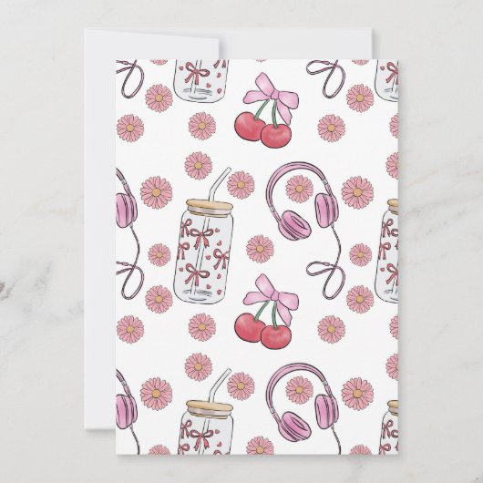 Hand-drawn Pink Girly Elements Seamless Pattern Kaart (Voorkant)