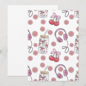 Hand-drawn Pink Girly Elements Seamless Pattern Kaart (Voorkant / Achterkant)