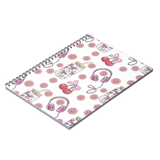 Hand-drawn Pink Girly Elements Seamless Pattern Notitieboek (Linkerzijde)