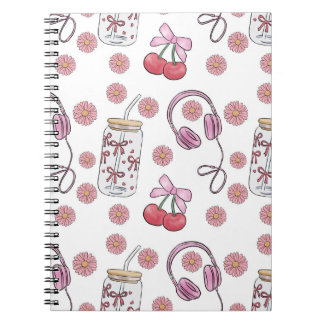 Hand-drawn Pink Girly Elements Seamless Pattern Notitieboek