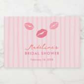 Hand-drawn Pink Lips Valentine's Day Bridal Shower Sparkling Wijnetiket (Enkel label)