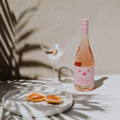 Hand-drawn Pink Lips Valentine's Day Bridal Shower Sparkling Wijnetiket