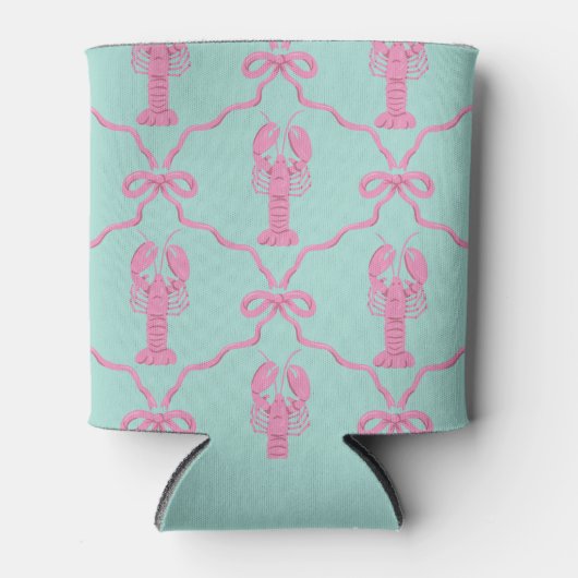 Hand-drawn Pink Lobster and Coquette Bows Cooler (Voorkant)