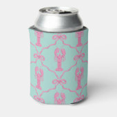 Hand-drawn Pink Lobster and Coquette Bows Cooler (Blikje Achterkant)