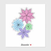 Hand-Drawn Pink, Purple, Blue, Mint Flower Sticker (Vel)