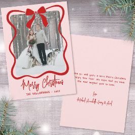 Hand Drawn Pink Whimsical Christmas Feestdagenkaart