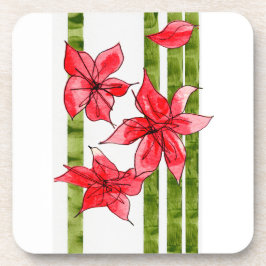 HAND DRAWN POINSETTA COASTER BIER ONDERZETTER
