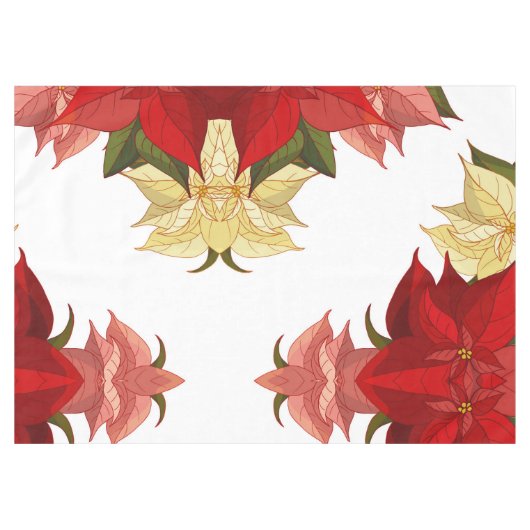 Hand Drawn Poinsettia Tafelkleed (Voorkant (Horizontaal))