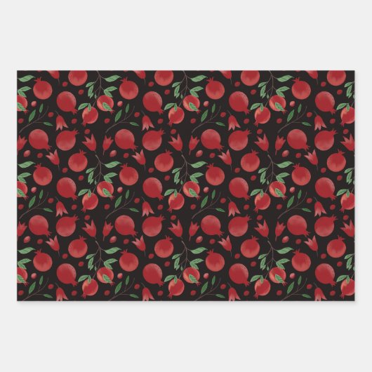 Hand-drawn Pomegranate Fruits Seamless Pattern Inpakpapier Vel (Voorkant 2)