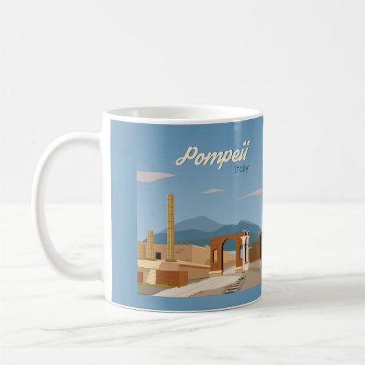 Hand Drawn Pompeii Italy Koffiemok (Links)