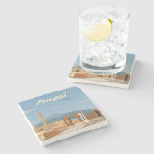 Hand Drawn Pompeii Italy Stenen Onderzetter (Zijkant)