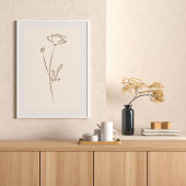 Hand Drawn Poppy Wall Art Flower Print Minimalist