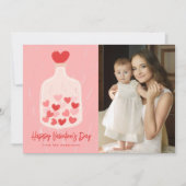 Hand-Drawn pot of Hearts Photo Valentijnsdag Feestdagenkaart (Voorkant)