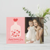 Hand-Drawn pot of Hearts Photo Valentijnsdag Feestdagenkaart (Staand voorkant)