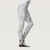 Hand Drawn Potlood Doodle Art over gelinkt papier Leggings (Rechts)