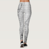 Hand Drawn Potlood Doodle Art over gelinkt papier Leggings (Achterkant)