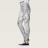 Hand Drawn Potlood Doodle Art over gelinkt papier Leggings (Links)