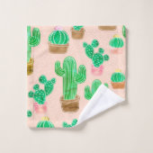 Hand Drawn Potted Cactus Pattern Bad Handdoek (Wasdoekje)