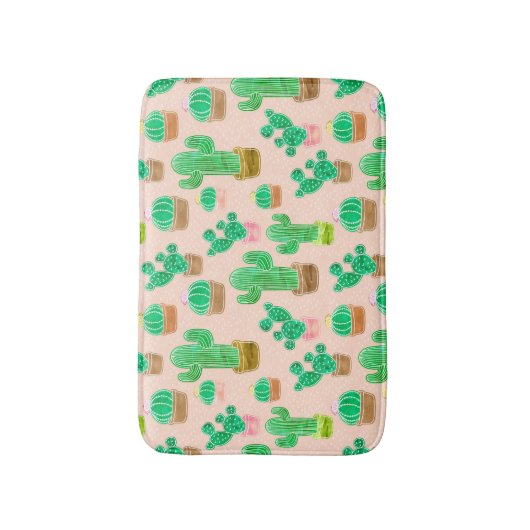 Hand Drawn Potted Cactus Pattern Badmat (Voorkant Verticaal)
