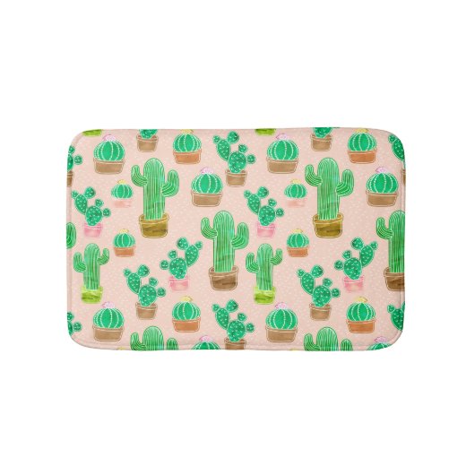 Hand Drawn Potted Cactus Pattern Badmat (Voorkant)