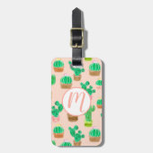 Hand Drawn Potted Cactus Pattern Bagagelabel (Voorkant verticaal)