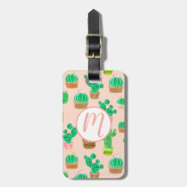 Hand Drawn Potted Cactus Pattern Bagagelabel