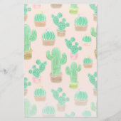 Hand Drawn Potted Cactus Pattern Briefpapier (Voorkant)