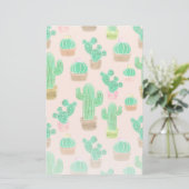Hand Drawn Potted Cactus Pattern Briefpapier (Staand voorkant)