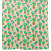 Hand Drawn Potted Cactus Pattern Douchegordijn (Voorkant)