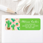 Hand Drawn Potted Cactus Pattern Etiket (Insitu)