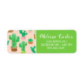 Hand Drawn Potted Cactus Pattern Etiket (Voorkant)
