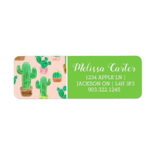 Hand Drawn Potted Cactus Pattern Etiket (Voorkant)