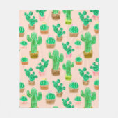 Hand Drawn Potted Cactus Pattern Fleece Deken (Voorkant)