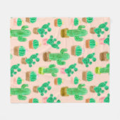 Hand Drawn Potted Cactus Pattern Fleece Deken (Voorkant (Horizontaal))