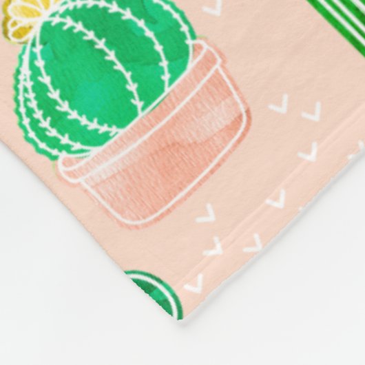 Hand Drawn Potted Cactus Pattern Fleece Deken (Hoek)