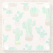 Hand Drawn Potted Cactus Pattern Glazen Onderzetter (Achterkant)