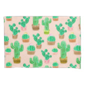 Hand Drawn Potted Cactus Pattern Kussensloop (Voorkant)