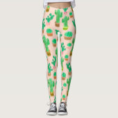 Hand Drawn Potted Cactus Pattern Leggings (Voorkant)