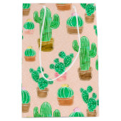 Hand Drawn Potted Cactus Pattern Medium Cadeauzakje (Voorkant)