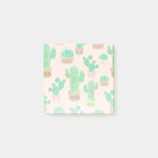 Hand Drawn Potted Cactus Pattern Post-it® Notes (Voorkant)