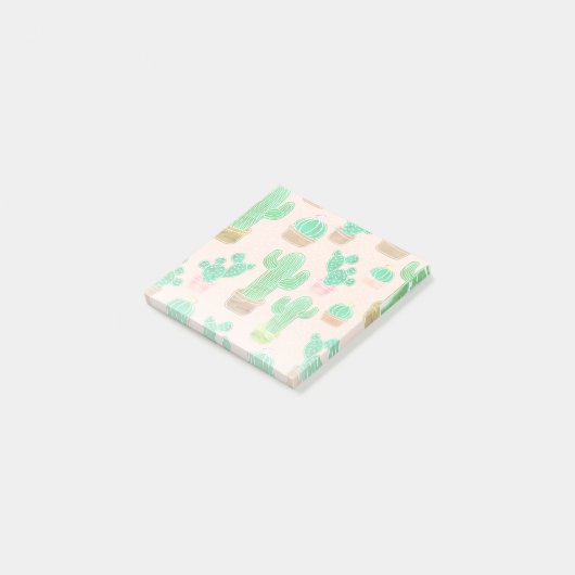 Hand Drawn Potted Cactus Pattern Post-it® Notes (Schuin)