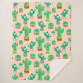 Hand Drawn Potted Cactus Pattern Sherpa Deken (Voorkant)