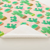 Hand Drawn Potted Cactus Pattern Sherpa Deken (3/4)